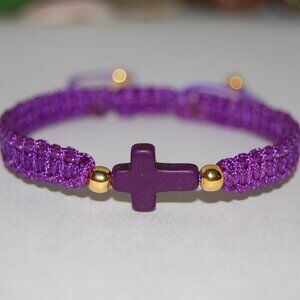 Cross Bracelet,Cross Drawstring Bracelet,Purple Cross Bracelet, Friendship,Gift